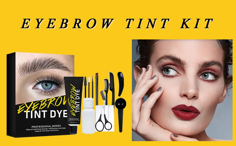 Eyebrow Color Kit Semi Permanent Eyebrow Color Safe & Professional Eyebrow Coloring Kit Suitable For Salon and Home Use Lasting for 4-6 Weeks (light brown) - brow tint dye