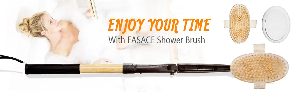 EASACE Long Handle Bath Body Brush & Lotion Applicator for Back Scrubber  Shower Brush with Soft Bristles for Wet or Dry - shower brush