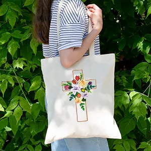 Louise Maelys Cross Lily Pattern Embroidery Starter Kit Cross Stitch Kits for Adults with Embroidery Hoop Needles Threads Instruction -Easter Jesus kit-1 - beginners embroidery kit