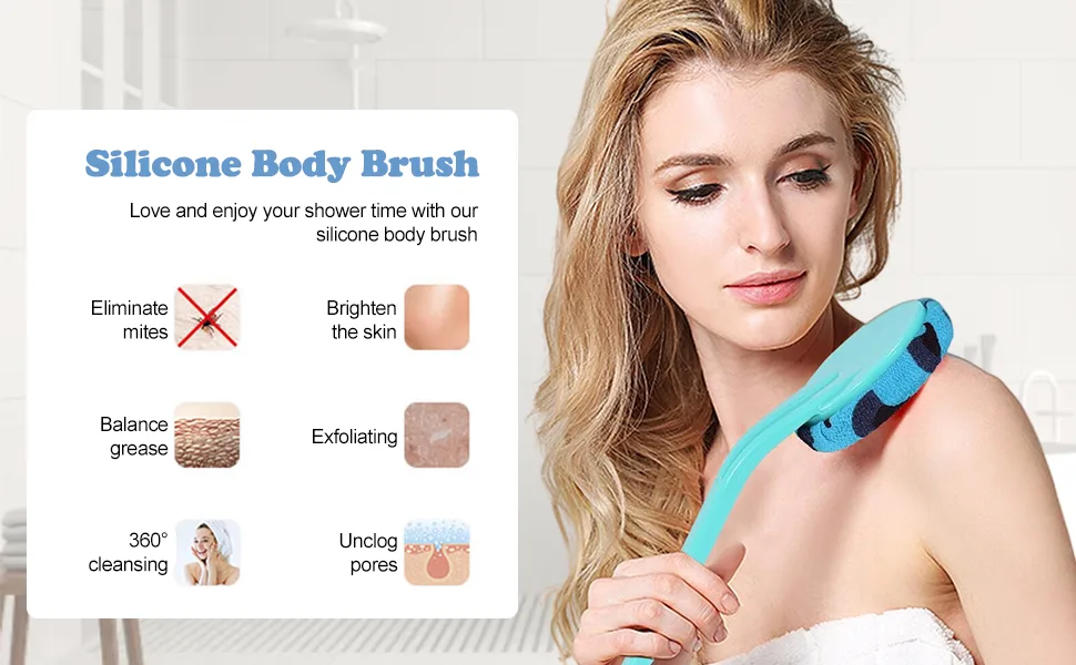 Back Scrubber for Shower  Silicone Back Brush Long Handle for Shower  Back Washer for Shower for Women Men and Seniors FD48279833 - product information 1