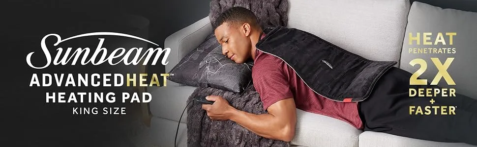 Sunbeam AdvancedHeat King-Sized Heating Pad  Sunbeam Heating Pad for Tough Pain Relief King Size - product information 1