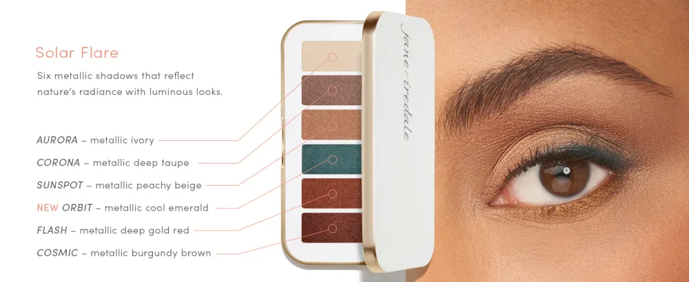 jane iredale PurePressed Eye Shadow Palette | Highly Pigmented with Minerals & Botanical Extracts | Long Lasting & Crease Resistant Formula | Safe for Sensitive Eyes Storm Chaser - Six metallic shadows that reflect nature