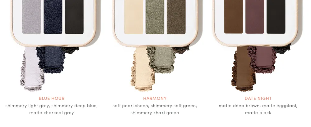 jane iredale PurePressed Eye Shadow Triple | Highly Pigmented Mineral Based Eye Shadow | Long Lasting & Crease Resistant Formula | Safe for Sensitive Eyes Harmony - Blue Hour, Harmony, and Date Night Shades