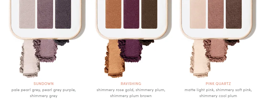 jane iredale PurePressed Eye Shadow Triple | Highly Pigmented Mineral Based Eye Shadow | Long Lasting & Crease Resistant Formula | Safe for Sensitive Eyes Harmony - Sundown, Ravishing, Pink Quartz Shades