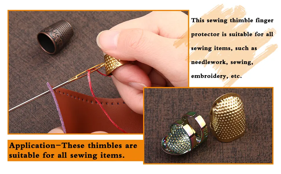 10pcs Hand-Working Sewing Thimble  Adjustable Metal Finger Shield Ring  Leather Coin Finger Protectors  Sewing Thimble Rings Cap Metal Shield for Knitting Quilting DIY Craft Tools - sewing thimbles finger protector