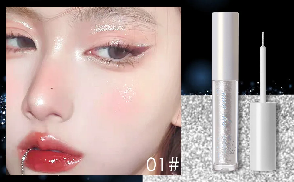 Erinde 4PCS Liquid Glitter Eyeliner EyeShadow Makeup  Tear Drop  Shimmer Metallic  Long Wearing  Twinkle Under Eye Makeup Shadow Christmas Makeup 01 02 03 04 - eyeliner sticker