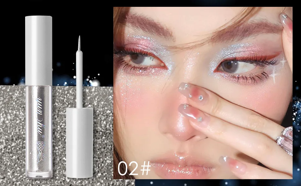 Erinde 4PCS Liquid Glitter Eyeliner EyeShadow Makeup  Tear Drop  Shimmer Metallic  Long Wearing  Twinkle Under Eye Makeup Shadow Christmas Makeup 01 02 03 04 - eyeliner sticker