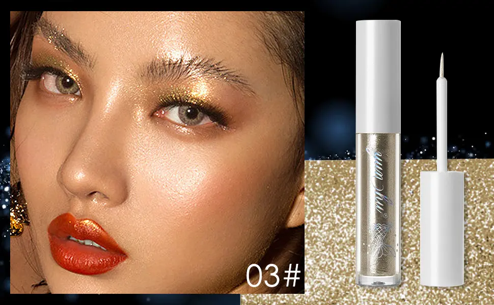 Erinde 4PCS Liquid Glitter Eyeliner EyeShadow Makeup  Tear Drop  Shimmer Metallic  Long Wearing  Twinkle Under Eye Makeup Shadow Christmas Makeup 01 02 03 04 - eyeliner sticker