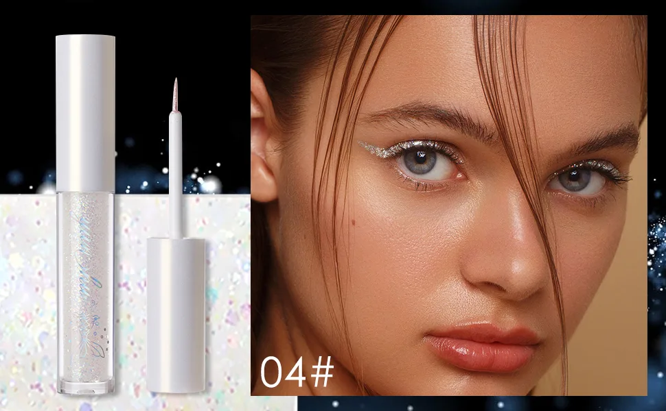 Erinde 4PCS Liquid Glitter Eyeliner EyeShadow Makeup  Tear Drop  Shimmer Metallic  Long Wearing  Twinkle Under Eye Makeup Shadow Christmas Makeup 01 02 03 04 - eyeliner sticker
