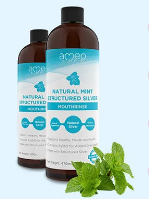 Structured Colloidal Silver Mouthwash Mint Flavor - All Natural Mouthwash with 10ppm Structured Silver for Bad Breath 16 oz - bad breath antibacterial mouth cleanse