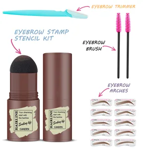YFULFILL Eyebrow Stencil Kit for Beginners  Dark Brown Eyebrow Stamp Stencil Kit Waterproof with Sponge Applicator  Perfect Water Resistant Eyebrow Powder Stamp - eyebrow stamp stencil kit