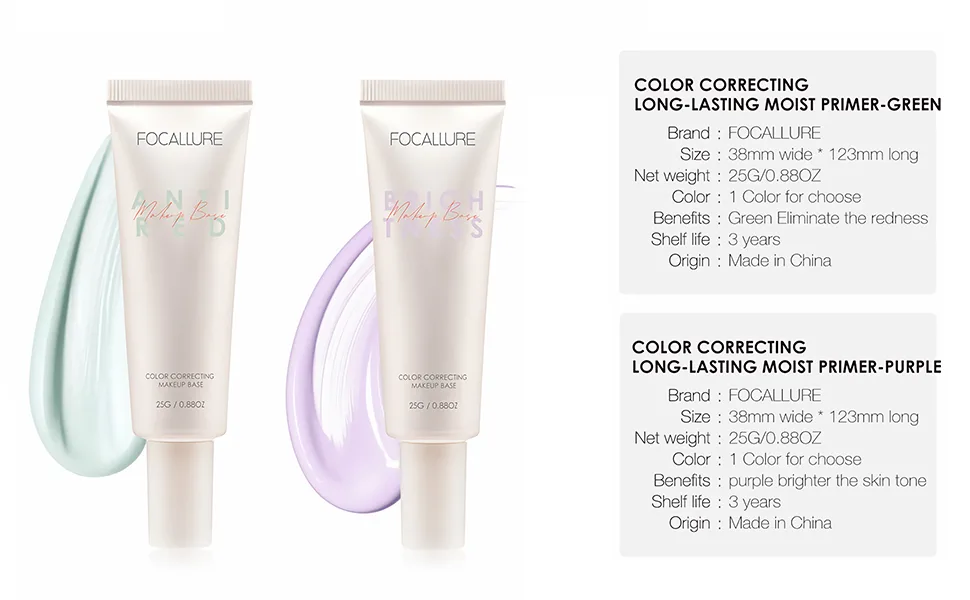 FOCALLURE Blurmax Pore-Minimize Face Primer  Skin Color Correcting  Lightweight  Mattifying  Controls Shine  Hydrates  All-Day Wear  Greenv - FA166   5
