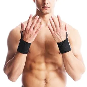 HiRui Wrist Wraps with Thumb Loop 18 Professional Compression Wrist Strap Wrist Brace Support for Weightlifting Workout Pair Black - product information 3