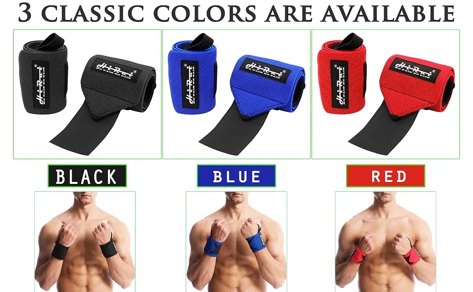 HiRui Wrist Wraps with Thumb Loop 18 Professional Compression Wrist Strap Wrist Brace Support for Weightlifting Workout Pair Black - product information 9
