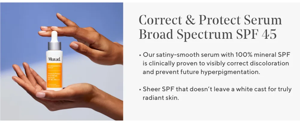 Murad Correct & Protect Broad Spectrum SPF 45 - Environmental Shield 100% Mineral Sunscreen Serum - Blue Light Defense - Brightens and Reduces Discoloration  1.0 Fl Oz - description