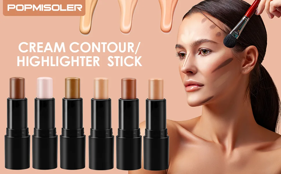 Cream Contour Stick Makeup Highlighter Stick Concealer Stick with Double Ended Design Cream Bronzer Stick Long Lasting Professional Makeup Contour  Shaping 3D Face Effect (03) - Cream Contour Stick
