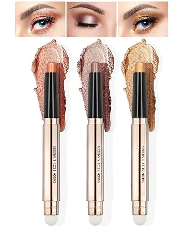 Cream Contour Stick Makeup Highlighter Stick Concealer Stick with Double Ended Design Cream Bronzer Stick Long Lasting Professional Makeup Contour  Shaping 3D Face Effect (03) - Eyeshadow Stick Sets