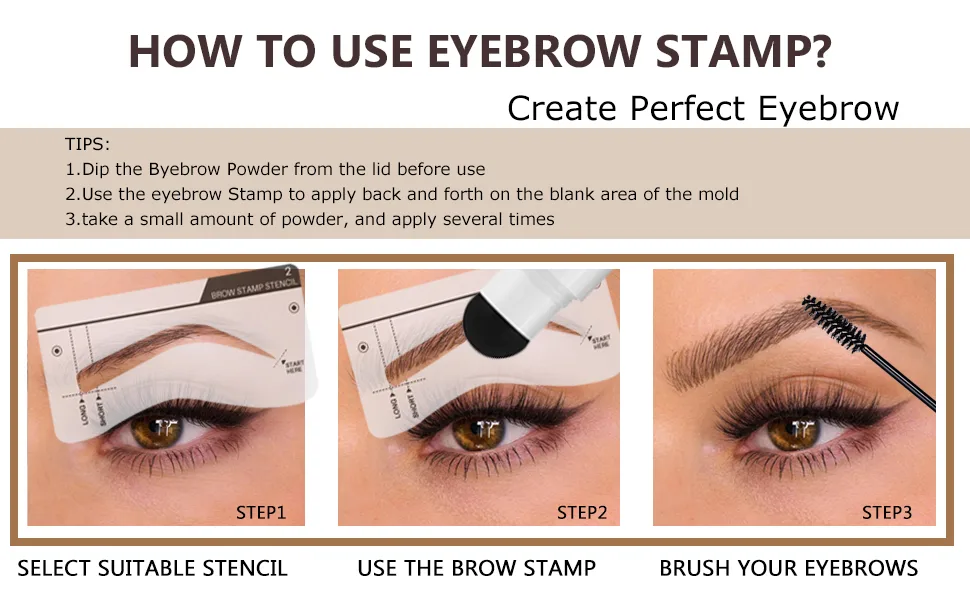 Eyebrow Stamp Stencil Kit- Eyebrow Stamp Pomade Waterproof with 2 pairs Thin Stencils 3 pairs Thick Stencils (Dark Brown) Dark Brown B - Eyebrow Stamp Stencil Kit