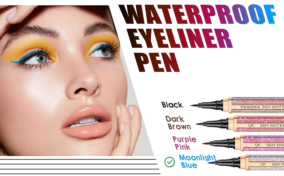 DekRion Liquid Eyeliner Soft Fine Tip Quick Drying Smudgeproof & Waterproof Eyeliner All Day Long-lasting Eye Liners for Women  1Pc Moonlight Blue - product information 1