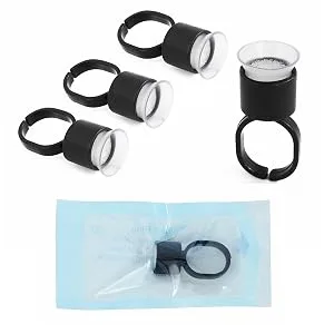 Ink Ring Cups 50pcs Microblading Pigment Glue Rings with Sponge Ink Cups Caps Permanent Makeup Eyelash Eyebrow Extensions Medium Holder for Microblading Supplies KW - Tattoo Ink Ring Cups