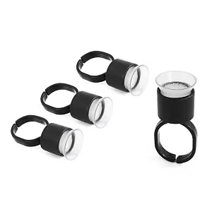 Ink Ring Cups 50pcs Microblading Pigment Glue Rings with Sponge Ink Cups Caps Permanent Makeup Eyelash Eyebrow Extensions Medium Holder for Microblading Supplies KW - Tattoo Ink Ring Cups