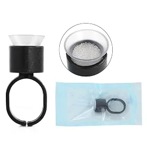 Ink Ring Cups 50pcs Microblading Pigment Glue Rings with Sponge Ink Cups Caps Permanent Makeup Eyelash Eyebrow Extensions Medium Holder for Microblading Supplies KW - Tattoo Ink Ring Cups