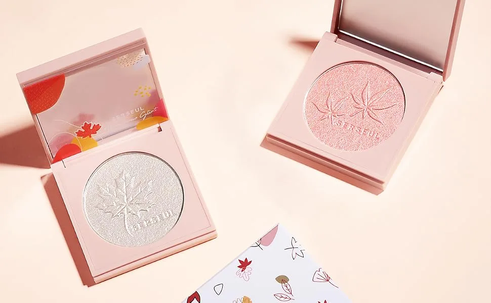 Serseul Highlighter Makeup Palette Highlighter Powder Glossy Glitter Highlight Makeup Palette come with mirror -Whtie Champagne 01White Champagne - product information 1