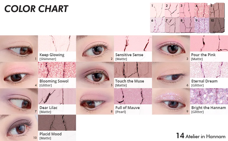 CLIO Pro Eye Shadow Palette  Matte  Shimmer  Glitter  Pearls  Highly Pigments  Long-Wearing (014 ATELIER IN HANNAM) - product information 8