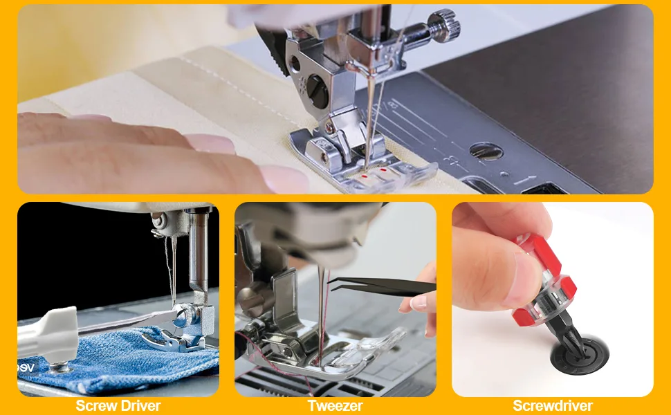 7 Piece Sewing Machine Cleaning Kit Include Tweezers Double Ended Fluff Brush Needle Board Screwdriver and 4 Short Screwdrivers  Sewing Machine Repair Tool - Sewing Machine Cleaning Kit 03