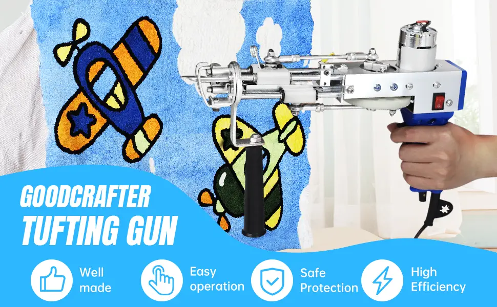 Goodcrafter Tufting Gun  2 in 1 Electric Carpet Tufting Gun with duckbill scissors  Handheld Knitting Rug Gun Kit Suitable for Beginners making custom rugs (light blue) - Tufting Gun