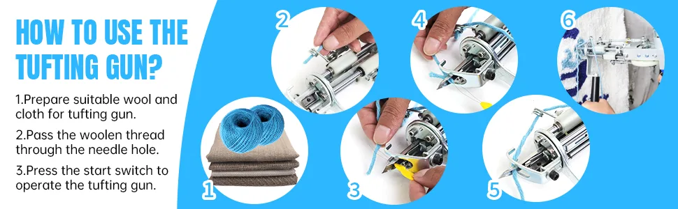 Goodcrafter Tufting Gun  2 in 1 Electric Carpet Tufting Gun with duckbill scissors  Handheld Knitting Rug Gun Kit Suitable for Beginners making custom rugs (light blue) - Tufting Gun