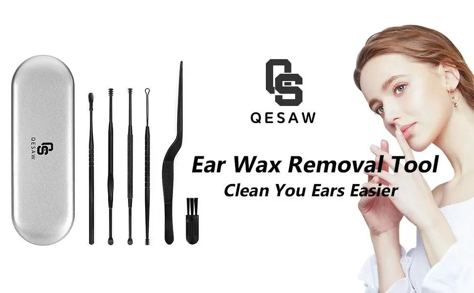 Qesaw Ear Pick  Upgrade 7 Pcs Ear Wax Removal Kit  Ear Cleansing Tool Set  Ear Curette Cleaner Remover Tool with Cleaning Brush and Storage Box - ear pick