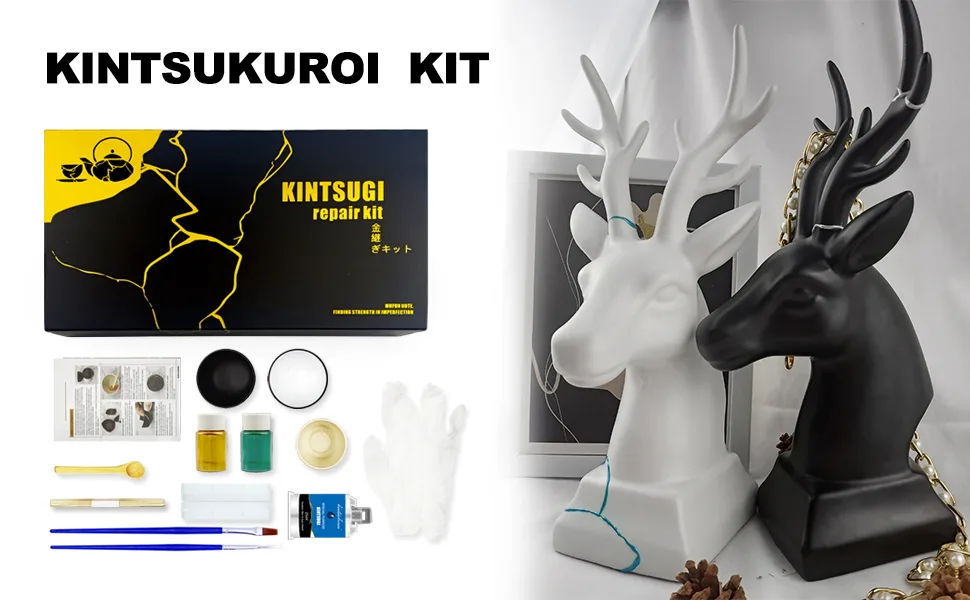 Kintsugi Repair Kit  Repair Your Meaningful Pottery with Gold Powder Glue - Starter (Gold) - product information 2
