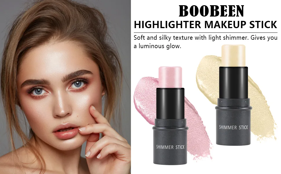 Boobeen Highlighter Makeup Stick Highlighter Bronzer Stick Glow Face Illuminator Highlighter Contouring Stick Waterproof Long-lasting 02 - makeup highlighter glow stick makeup for face highlighter makeup stick bronzer stick