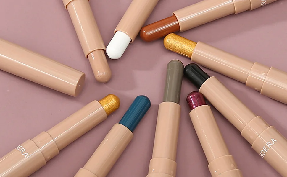 MEICOLY Creamy Eyeshadow Stick Matte Eyeshadow Pencil Crayon Eye Brightener Stick Highlighting Stick Soft & Smooth Easy To Color Waterproof 102 Carbon - matte eyeshadow stick