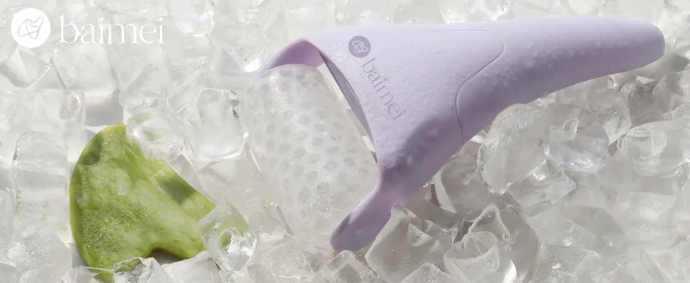 BAIMEI Ice Roller for Face and Gua Sha Facial Tools  Ice Face Roller Reduces Puffiness Migraine Pain Relief-Purple - Ice Roller