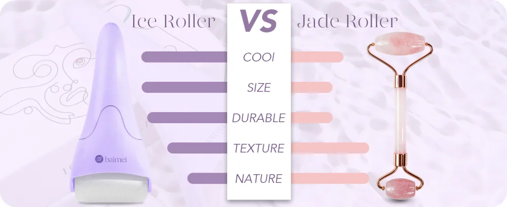 BAIMEI Ice Roller for Face and Gua Sha Facial Tools  Ice Face Roller Reduces Puffiness Migraine Pain Relief-Purple - Jade Roller VS Ice Roller