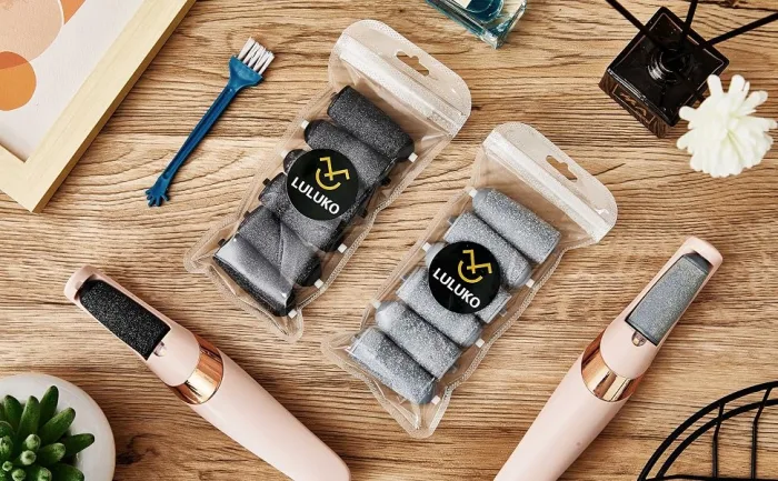 LULUKO Replacement Rollers Compatible with Finishing Touch Flawless Pedi Electric Tool File Include a Cleaning Brush 6PCs Regular Coarse - flawless callus remover