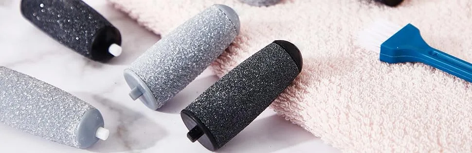 LULUKO Replacement Rollers Compatible with Finishing Touch Flawless Pedi Electric Tool File Include a Cleaning Brush 6PCs Regular Coarse - flawless callus remover
