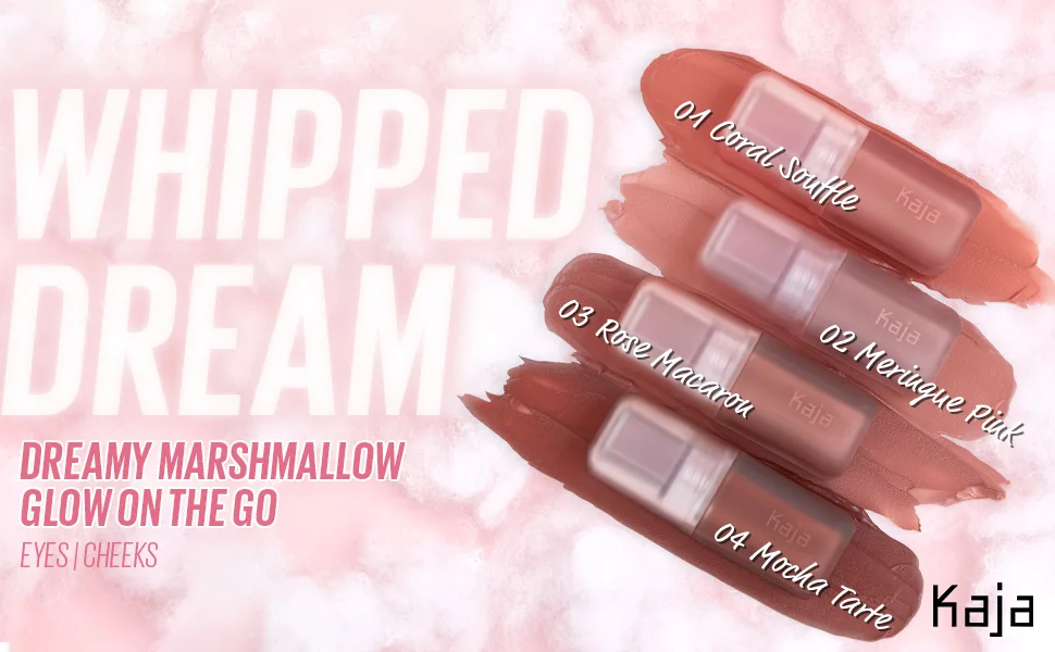 Kaja Multi-purpose Liquid Eyeshadow & Blush - Whipped Dream | with Cotton Seed Oil  4 Shades  Buildable  Blendable  Airy Semi-matte Finish  03 Rose Macaron  0.17 Oz - KAJA whipped dream