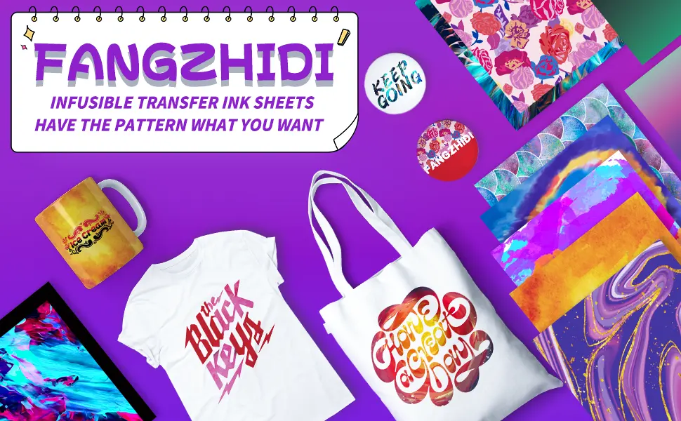 FANGZHIDI Infusible Transfer Ink Sheets 12 pcs Solid Color Bundle Pre-Printed Dyed Sublimation Paper 4.5 X 12 Iron on T-Shirt and Mug (Blue) - FANGZHIDI infusible transfer ink sheets