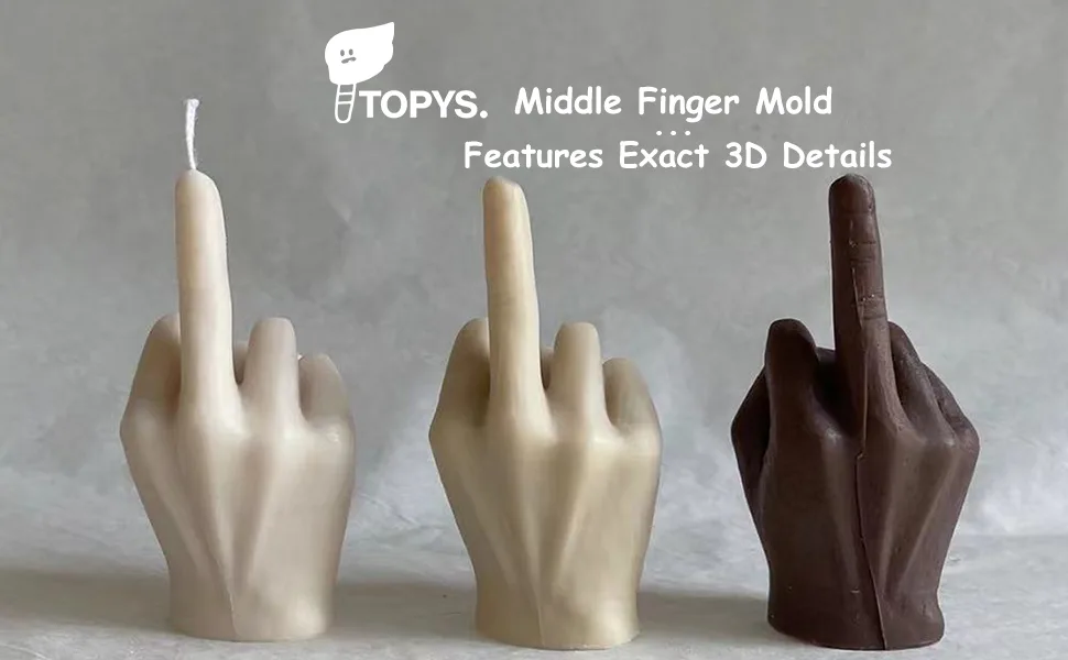 TOPYS 3D Hand Shaped Silicone Mold  3.7in Gesture Candle Mold Middle Finger Shaped Resin Casting Mould for Candle Making and Baking Making Soap Wax Cake Mousse Ice Cream - product information 23