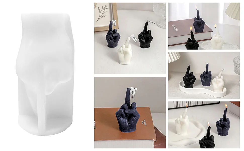TOPYS 3D Hand Shaped Silicone Mold  3.7in Gesture Candle Mold Middle Finger Shaped Resin Casting Mould for Candle Making and Baking Making Soap Wax Cake Mousse Ice Cream - product information 24
