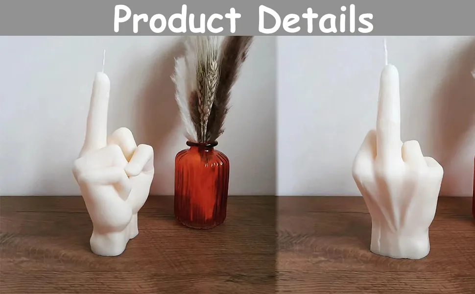 TOPYS 3D Hand Shaped Silicone Mold  3.7in Gesture Candle Mold Middle Finger Shaped Resin Casting Mould for Candle Making and Baking Making Soap Wax Cake Mousse Ice Cream - product information 26