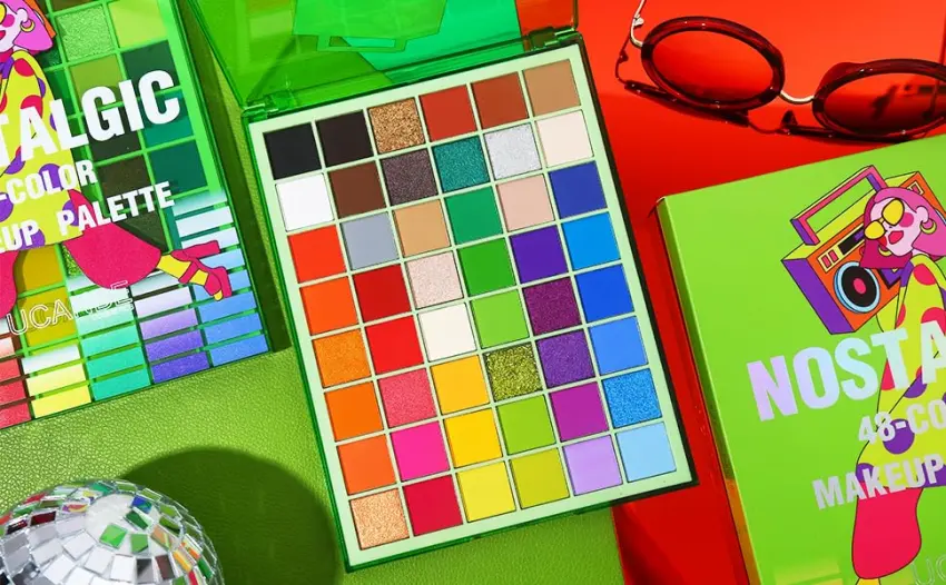 UCANBE Nostalgic Green Eyeshadow Palette - 48 Bright Bold Color Highly Pigmented Eye Shadow  Velvety Smooth Texture Matte Shimmer Glitter Eye Makeup Palletes - 48 color eyeshadow palette