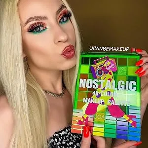 UCANBE Nostalgic Green Eyeshadow Palette - 48 Bright Bold Color Highly Pigmented Eye Shadow  Velvety Smooth Texture Matte Shimmer Glitter Eye Makeup Palletes - Nostalgic 48 colors eyeshadow palette