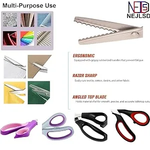 NEJLSD Pinking Shears for Fabric Ultra Sharp Comfort Grips Dressmaking Pinking Shears Zig Zag Cut Scissors Sewing Scissors Professional Handheld Dressmaking (Grey) - pinking shears for fabric Silk PU paper cardboard