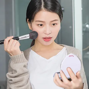 Deksias Heart Shape Small Mirror for Purse Travel Sliver Pocket Makeup Mirror Sets Mini Compact Magnifying with 20PCS Eyeshadow Sponge Applicator White 2.8 Inch - mirror for purse