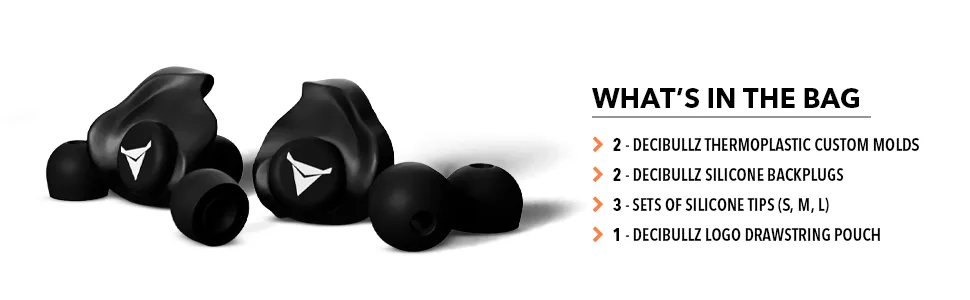 Decibullz 25-Decibel Noise-Reduction Earplugs for Hearing Protection  Custom-Molded Reusable Earplugs for Noise Sensitivity & Flights  Black - What