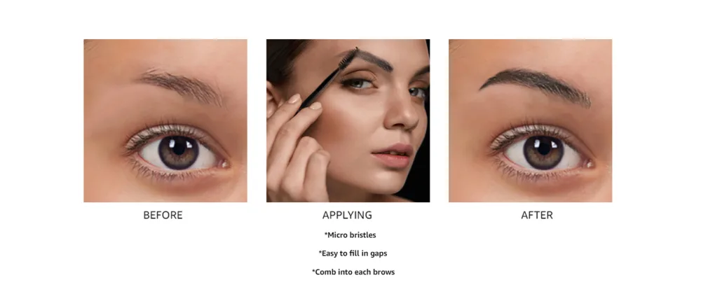 AMIIR Eyebrow Gel Mascara Eye Brow Fill In Sparse Volumizing Enhance Brush Tamp Tinted Coloring Waterproof Long-Lasting  Clear - eyebrow fast sculpt